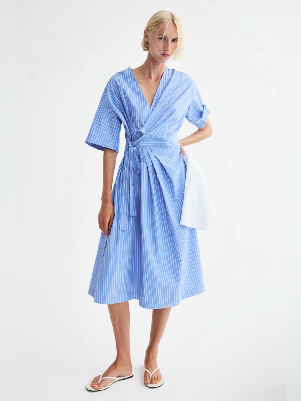 H&M Wrap MIDI Dress in Light Blue NWT ❗️